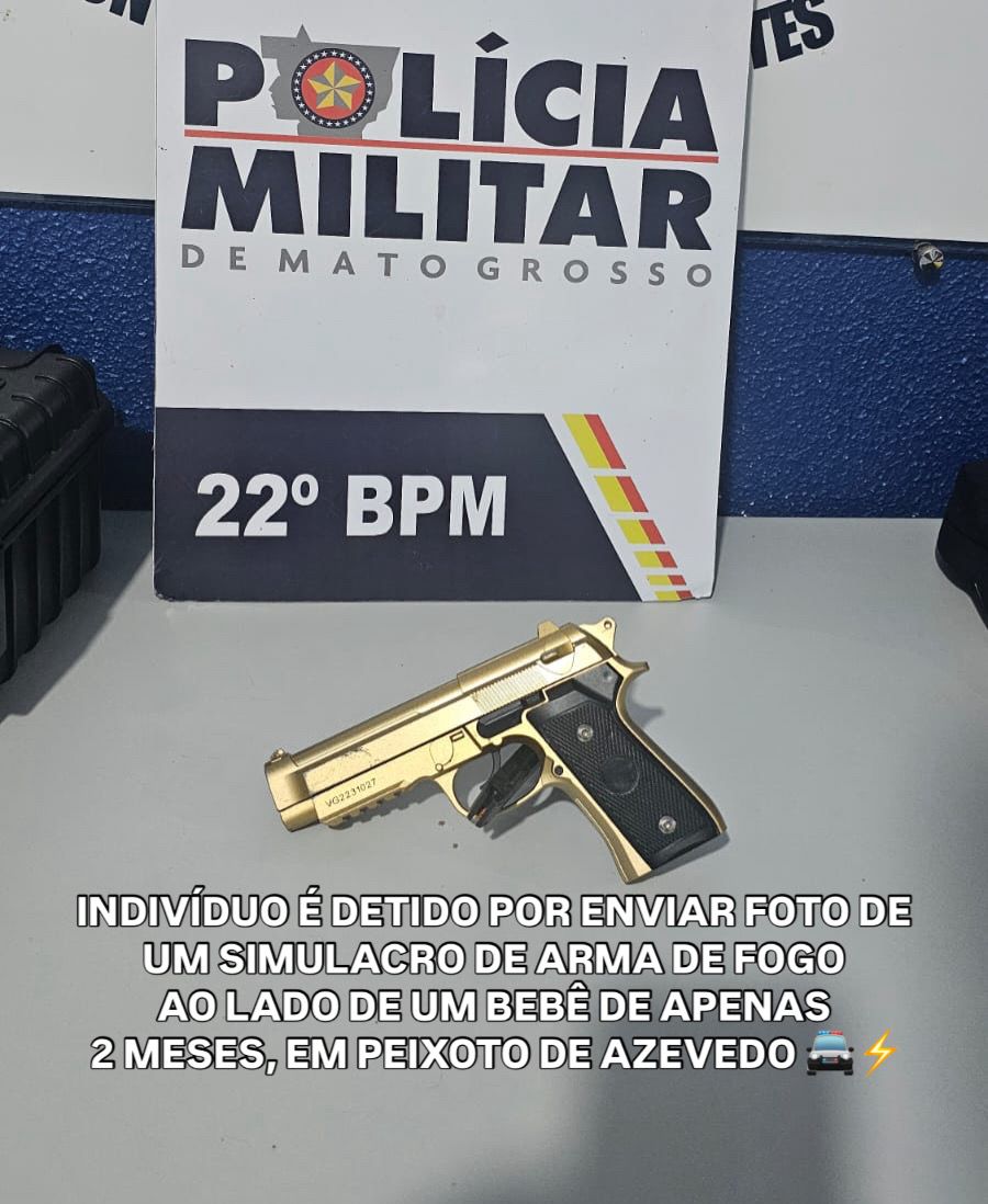 GRAVE!!! Homem é detido após ameaçar ex-companheira e enviar foto com simulacro de arma ao lado de bebê em Peixoto de Azevedo