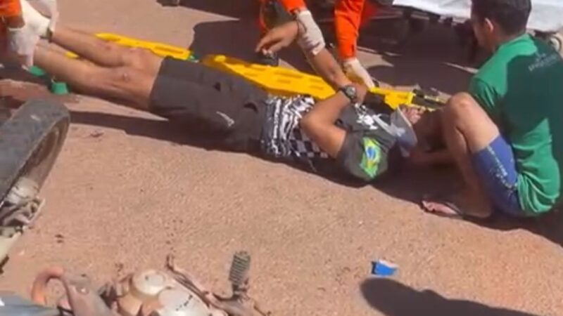 Acidente entre caminhonete e motocicleta é registrado em Guarantã do Norte (vídeo)