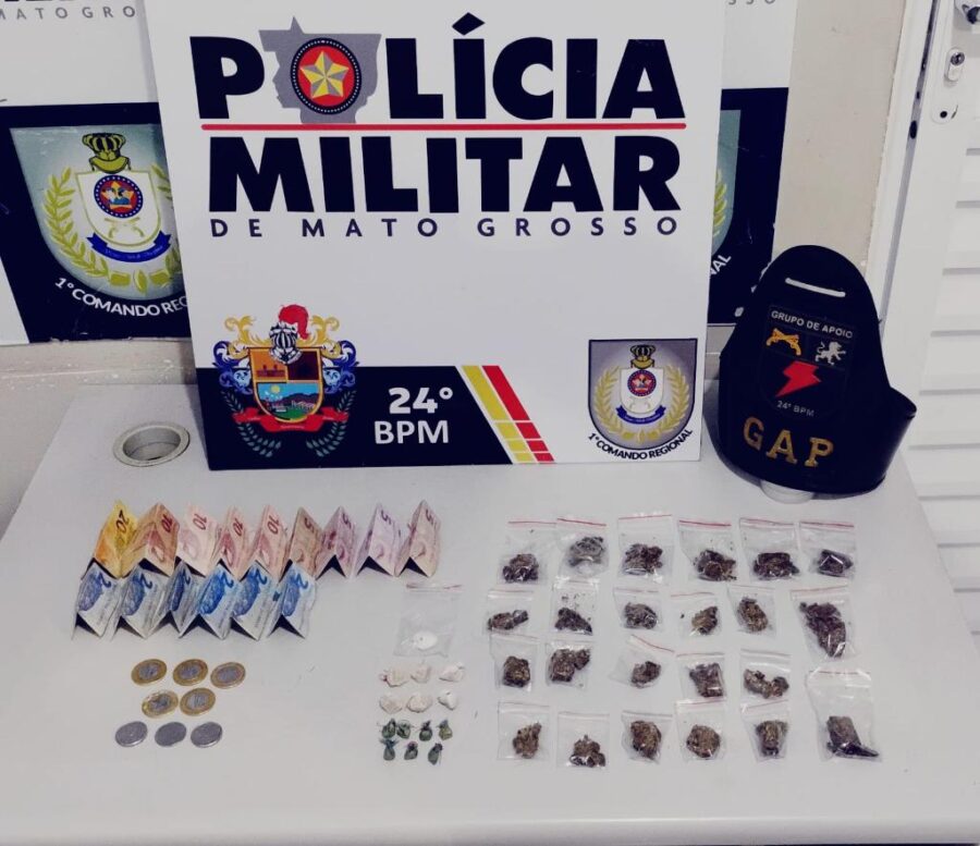 Denúncia leva à prisão de traficante com dezenas de porções de drogas no Pedra 90, em Cuiabá