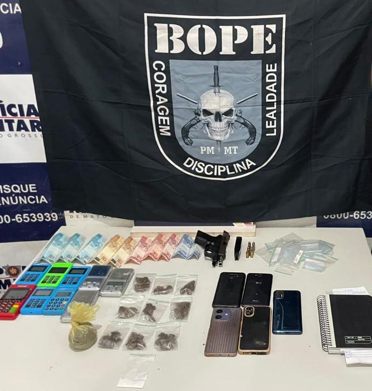 Bope e PM prendem faccionados armados e apreendem drogas durante operação em Cáceres