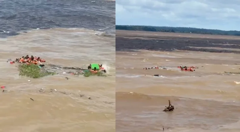 Naufrágio em Manaus: vídeos mostram dezenas de pessoas à deriva no Encontro das Águas