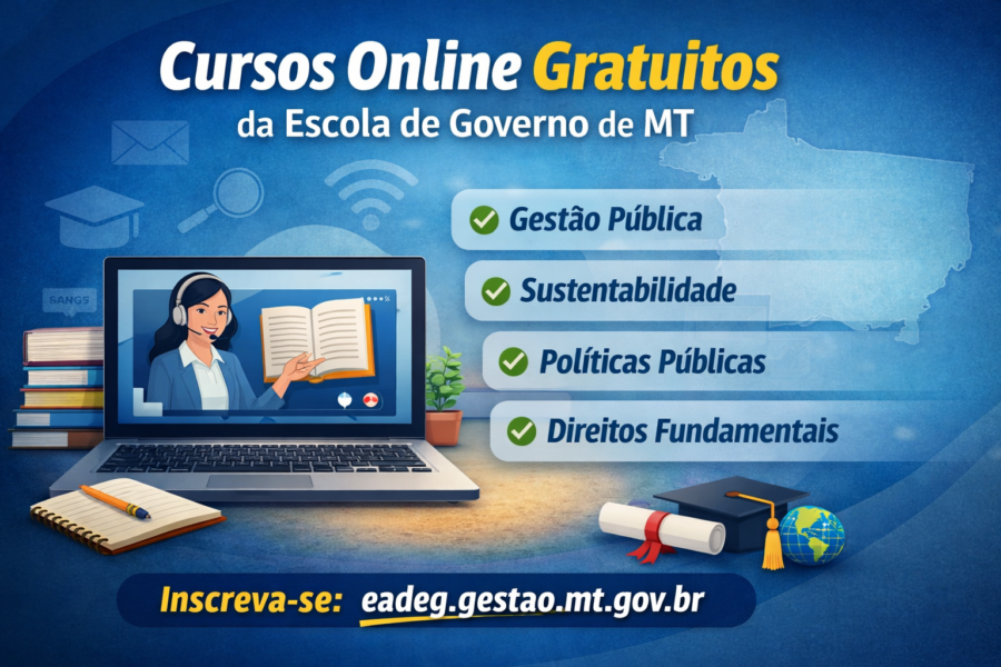 Escola de Governo abre inscrições para quatro cursos online gratuitos em Mato Grosso