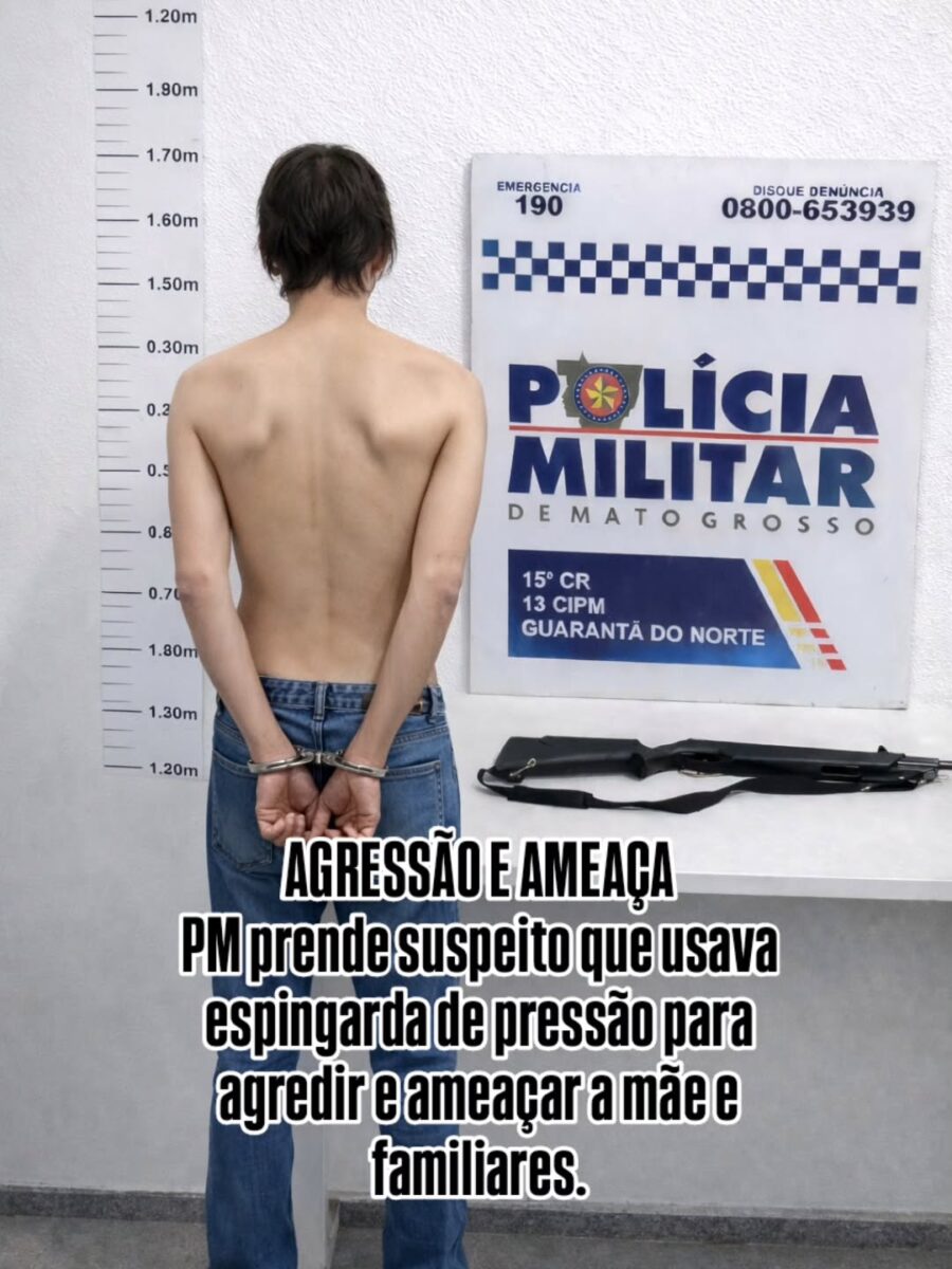 PM detém homem armado após ameaças e violência doméstica em Guarantã do Norte