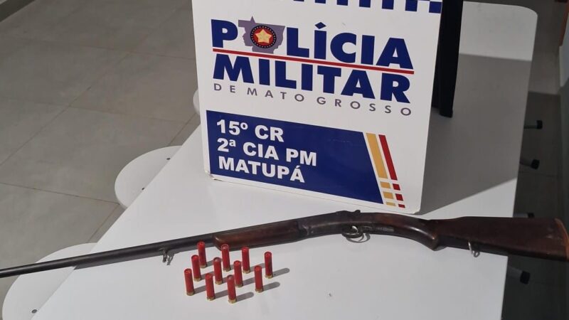 Mais uma arma ilegal é apreendida pela PM durante diligência em comunidade de Matupá