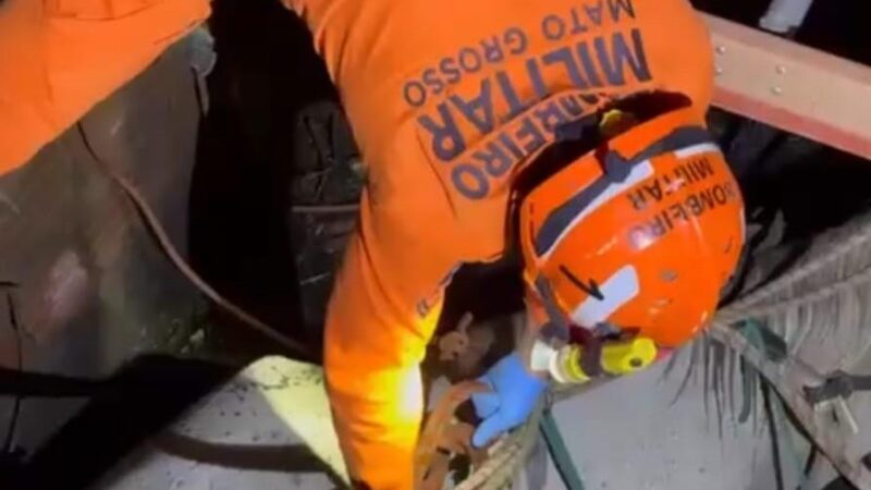 Cavalo é resgatado com vida após cair em poço em Várzea Grande
