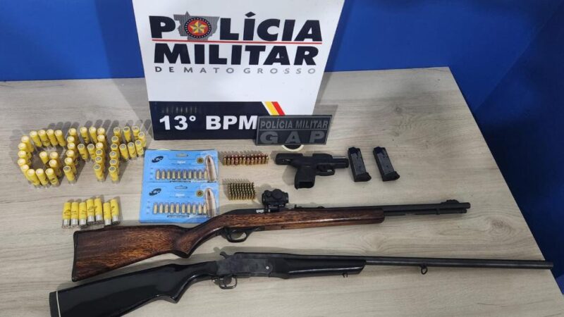 Arsenal ilegal é apreendido na zona rural de Lucas do Rio Verde; dois homens são presos