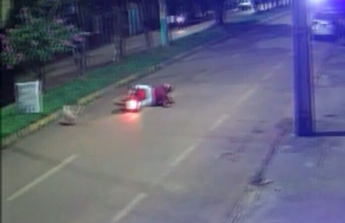 Motociclista fratura a perna após atropelar cachorro em avenida de Sinop; veja vídeo