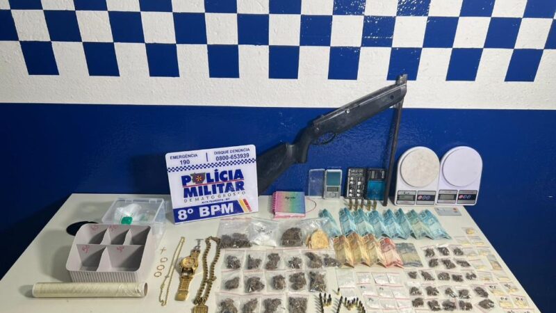 Boca de fumo desmantelada: PM apreende drogas, munições e arma e prende faccionado em Alta Floresta