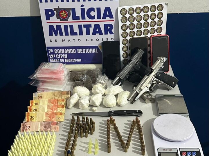 Operação Tolerância Zero apreende armas, munições e drogas e prende quatro em Barra do Bugres