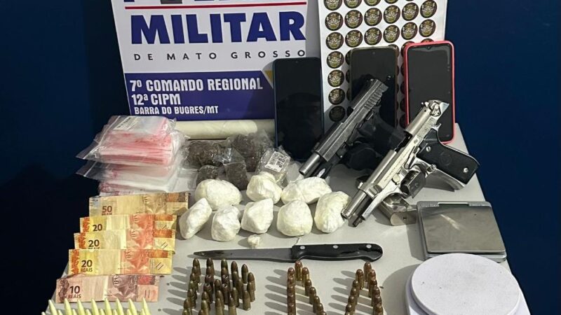 Operação Tolerância Zero apreende armas, munições e drogas e prende quatro em Barra do Bugres