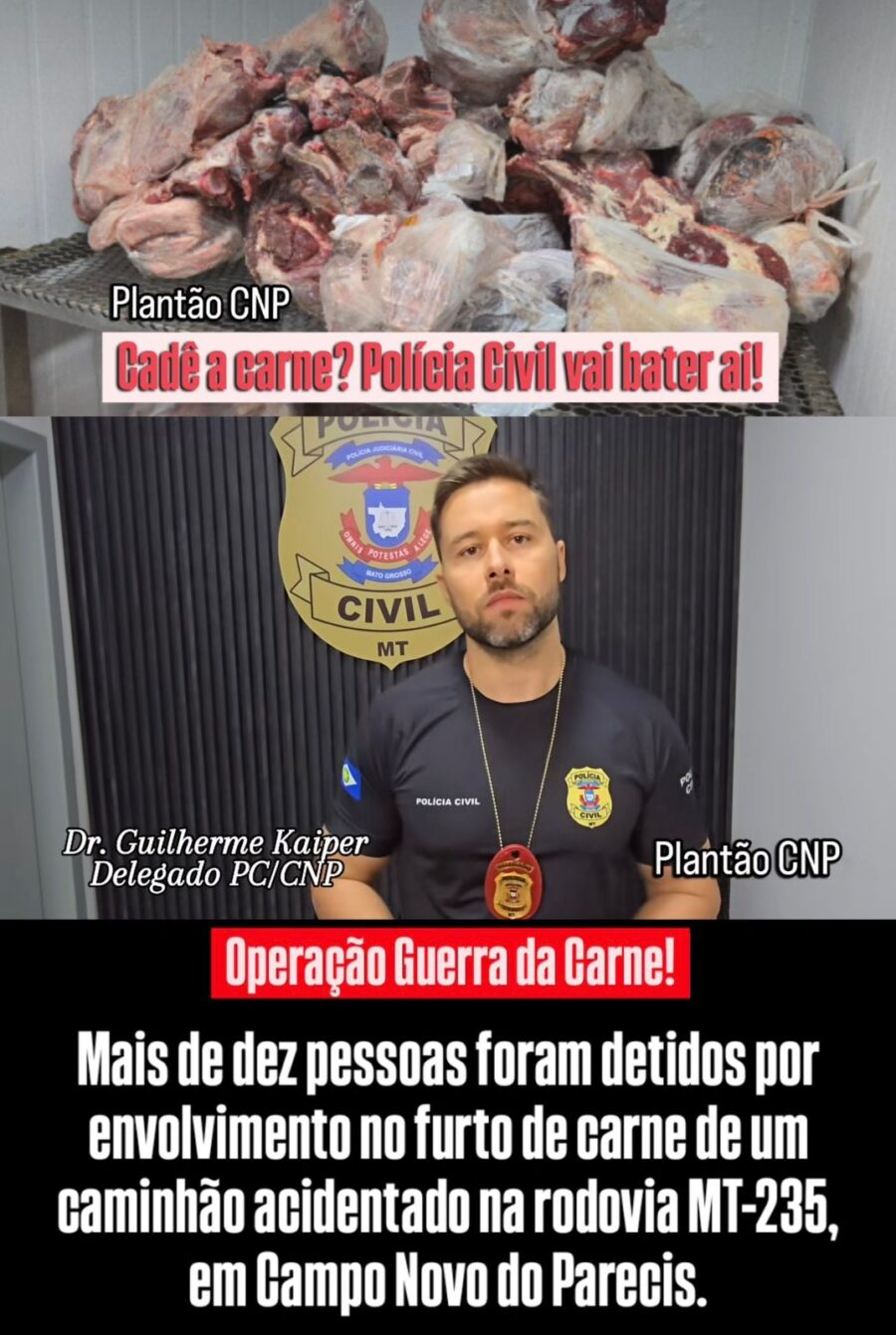 Mais de uma tonelada de carne furtada é recuperada após tombamento na MT-235