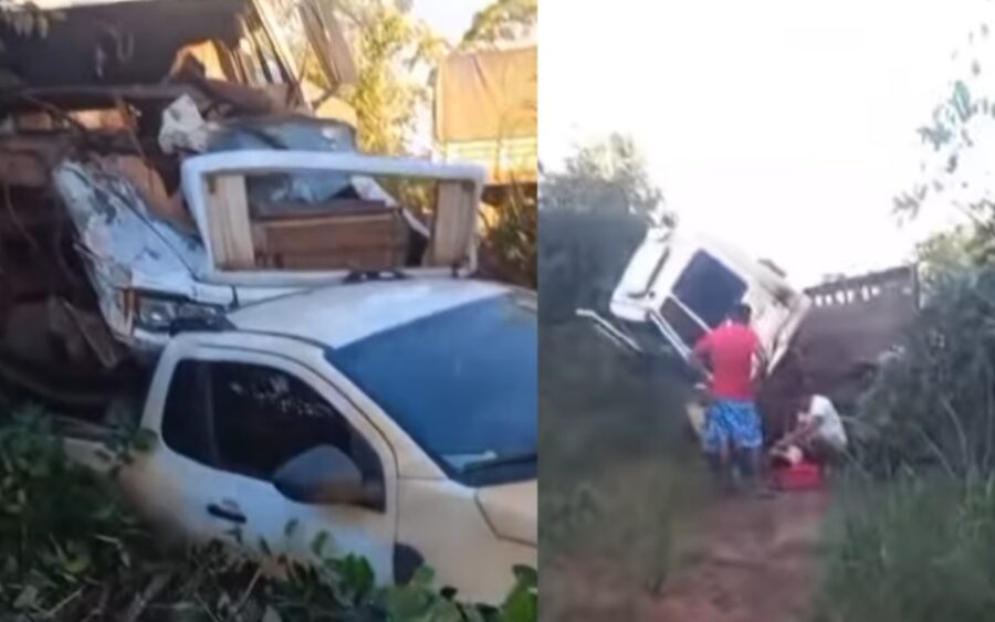 Técnico fica ferido após carreta atingir caminhão do Grupo Scheffer durante manutenção na MT-170