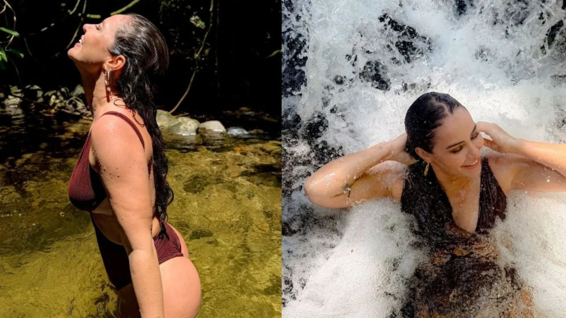 Paolla Oliveira publica vídeo tomando banho de cachoeira: ‘Para energizar e encerrar’
