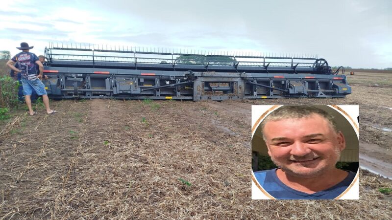 Trabalhador morre esmagado por plataforma de colheitadeira em fazenda de Novo Mundo