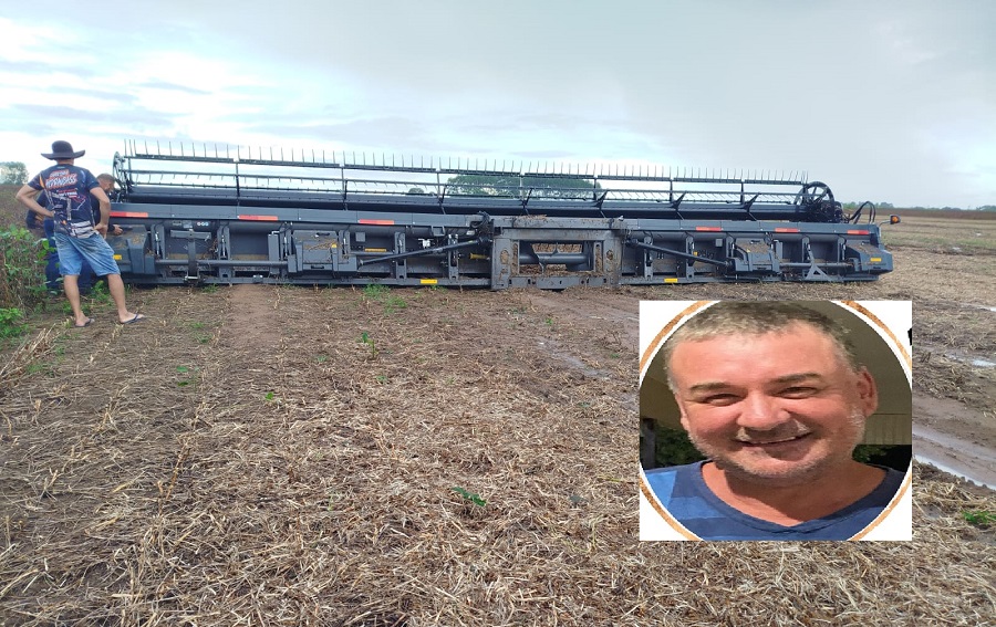 Trabalhador morre esmagado por plataforma de colheitadeira em fazenda de Novo Mundo