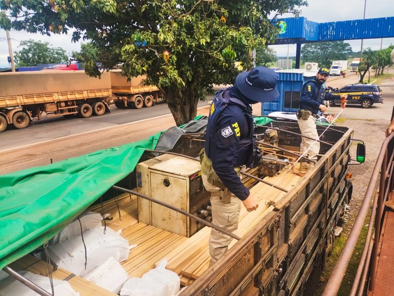 PRF flagra irregularidades em carga de madeira e encaminha caso à Polícia Federal