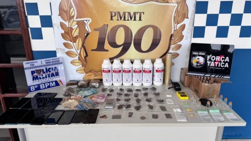 Força Tática desmantela ponto de drogas e prende trio após investigação de sequestro no norte de MT