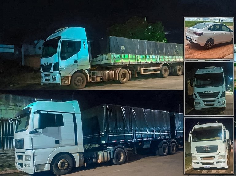 Operação policial intercepta caminhões com carga suspeita de soja furtada em Mato Grosso