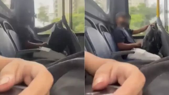 Homem é flagrado se masturbando ao lado de jovem dentro de ônibus no Rio de Janeiro