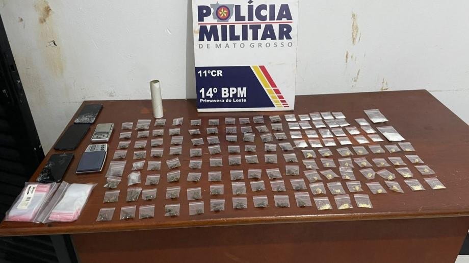 Casal é preso com 134 porções de drogas durante ação da PM em Primavera do Leste 