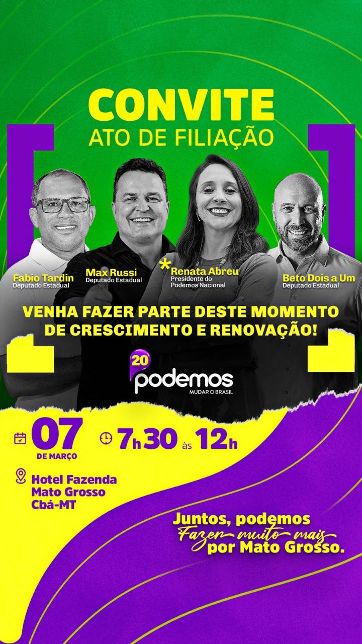 Grupo político de Max Russi oficializa filiação ao Podemos em evento com lideranças estaduais