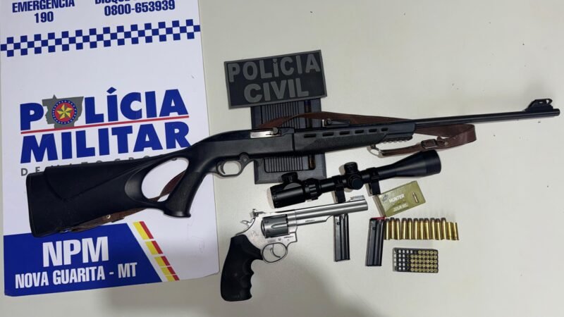 Operação conjunta apreende revólver .357, espingarda e munições em Nova Guarita