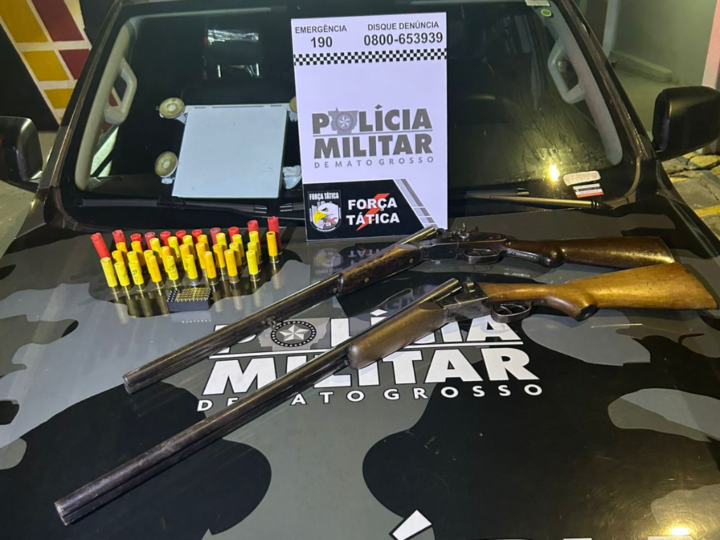 Força Tática prende trio com armas ilegais e animais silvestres abatidos