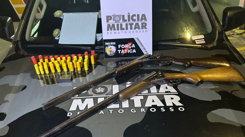 Força Tática prende trio com armas ilegais e animais silvestres abatidos