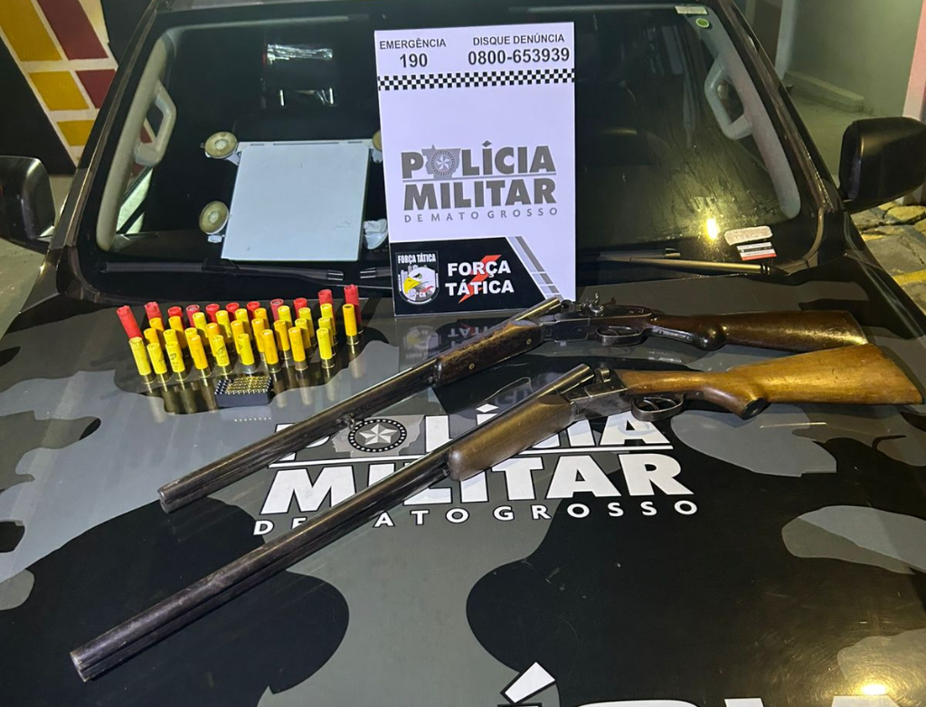 Força Tática prende trio com armas ilegais e animais silvestres abatidos