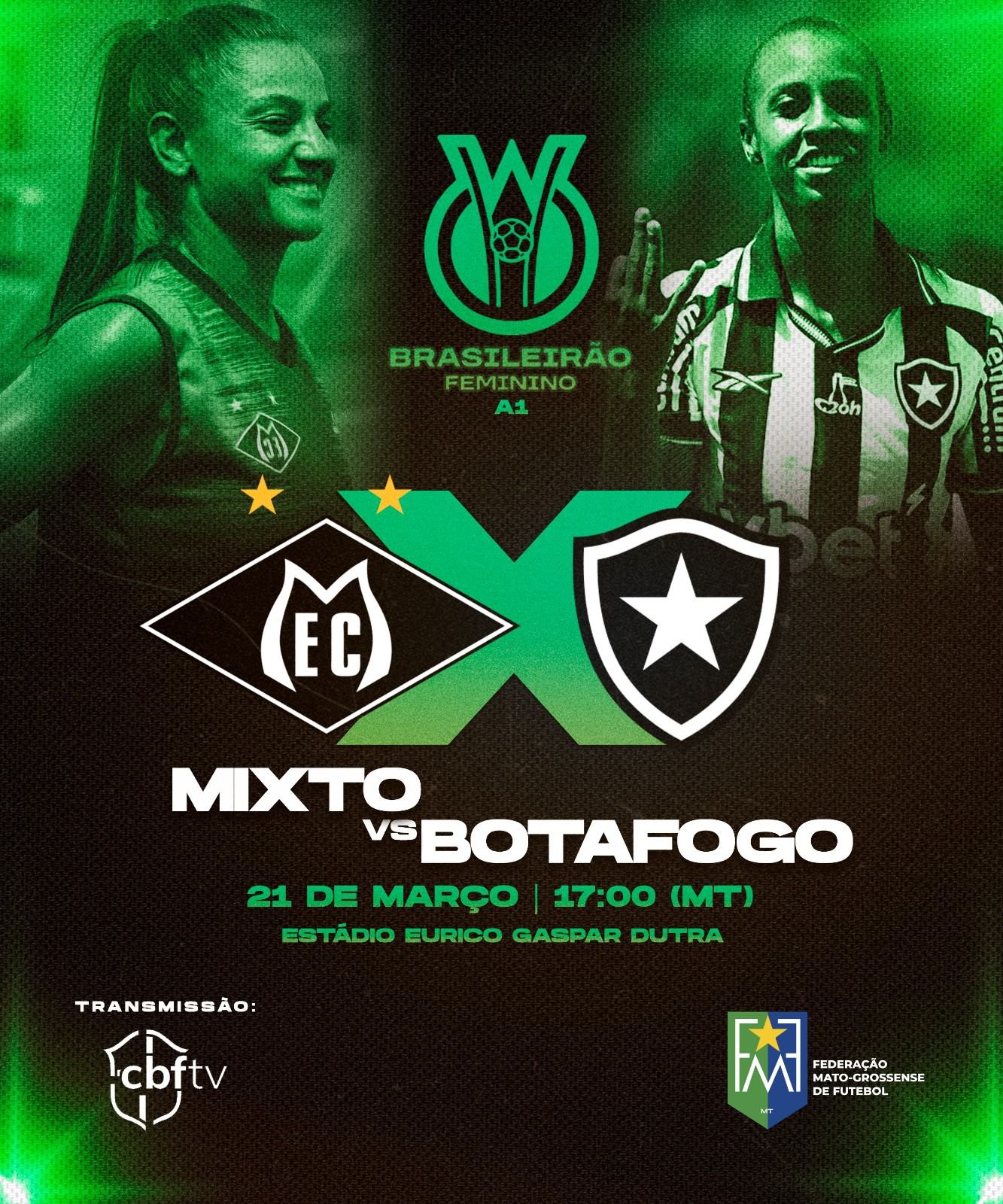 Duelo no Dutrinha: Mixto recebe o Botafogo pela 4ª rodada do Brasileirão Feminino A1