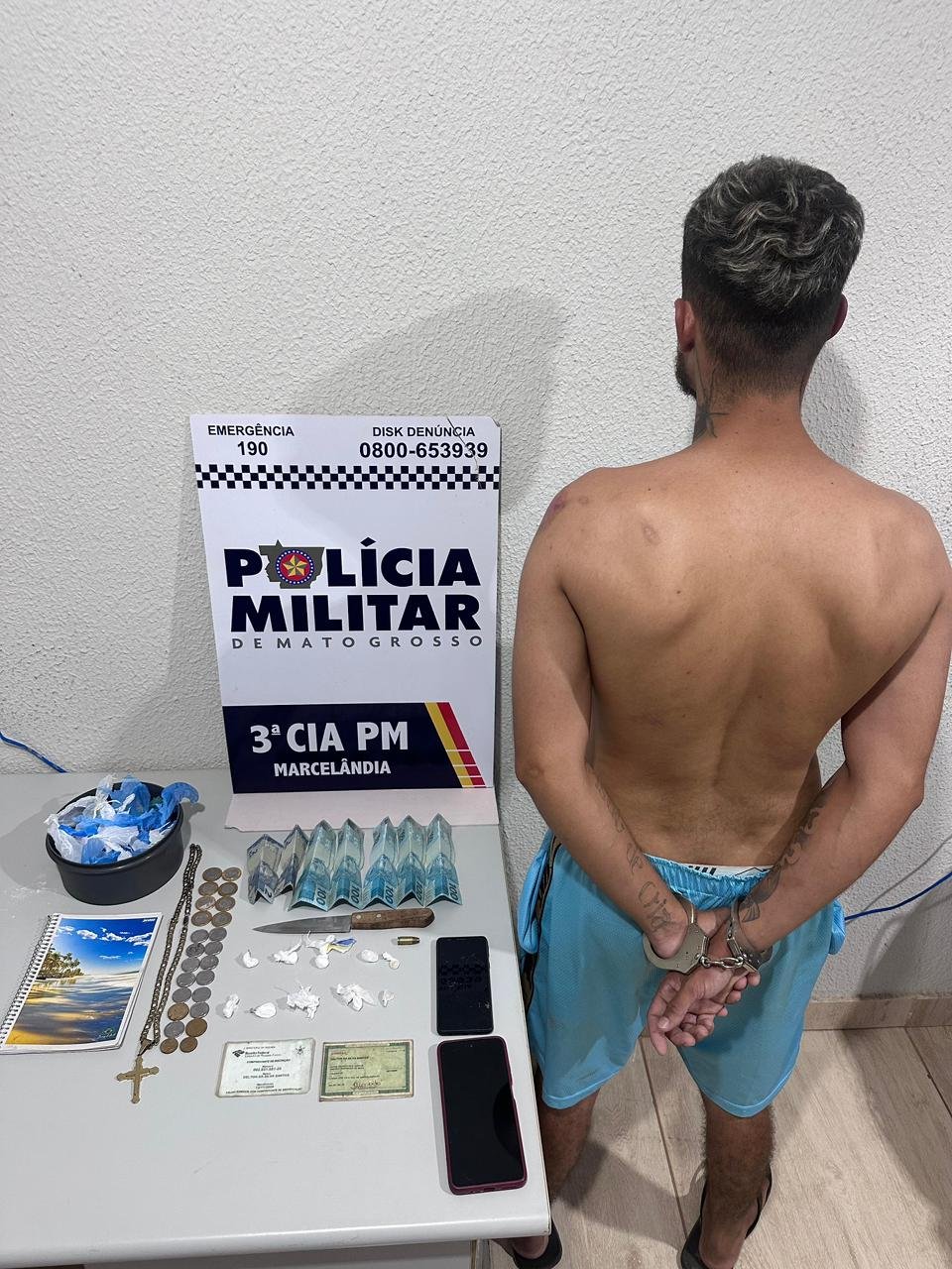 Cerco tático termina com prisão por tráfico e apreensão de drogas em Marcelândia