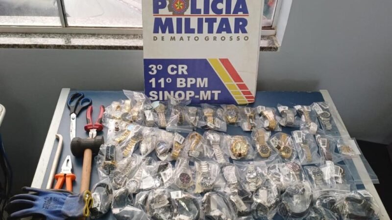 Suspeito é preso e quase 50 relógios são recuperados após furto em shopping de Sinop