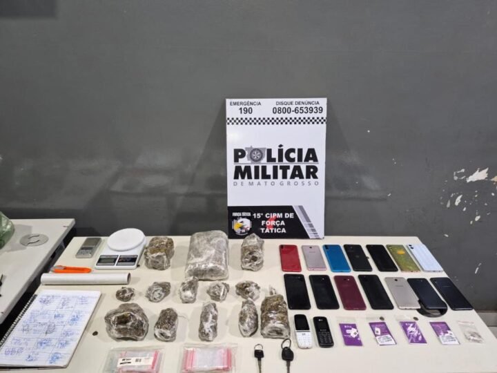 Força Tática prende suspeito de tráfico e apreende drogas, celulares e materiais do crime