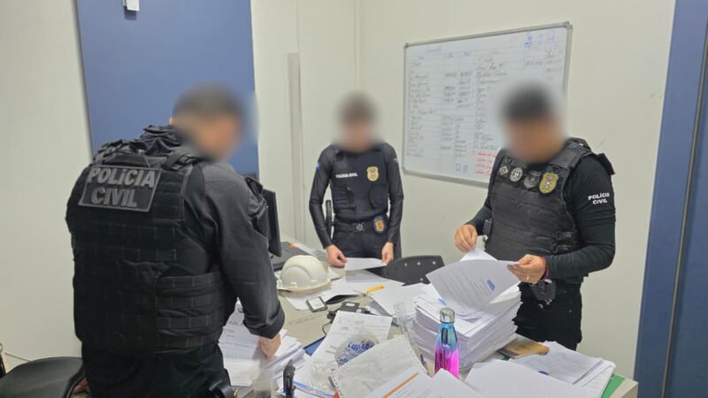 Polícia Civil e Ministério Público cumprem mandados contra empresa investigada por fraude em obras de escolas em Guarantã do Norte
