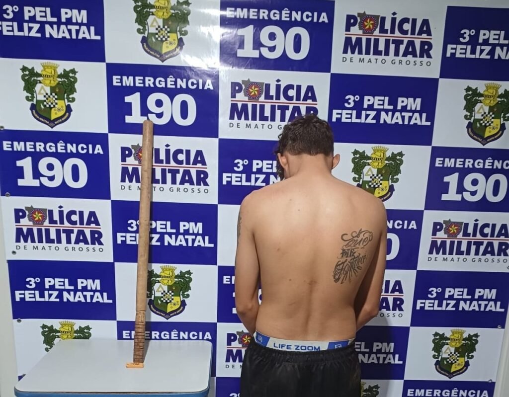 Jovem é preso após agredir esposa com taco de madeira em Mato Grosso