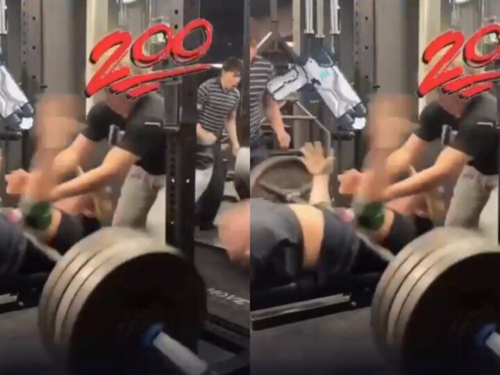 Jovem tenta levantar 190 kg no supino, falha e é atingido pela barra nos EUA – veja vídeo: