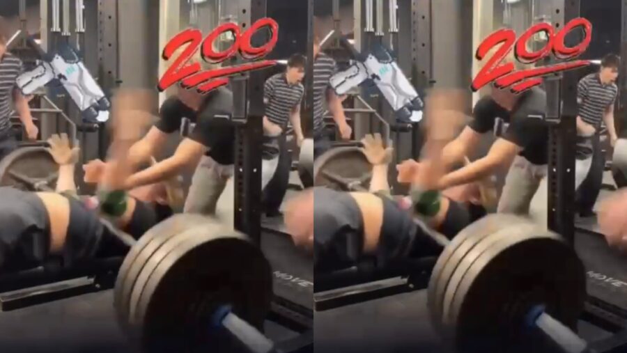 Jovem tenta levantar 190 kg no supino, falha e é atingido pela barra nos EUA – veja vídeo: