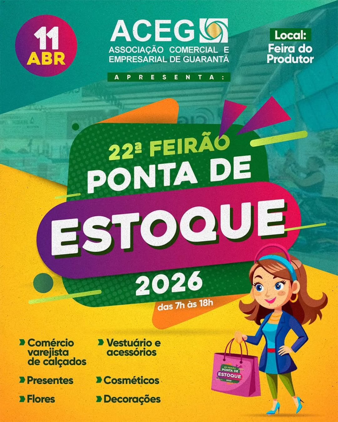 Vem aí o Feirão Ponta de Estoque da ACEG: um dia de preços baixos e chance de ganhar dinheiro