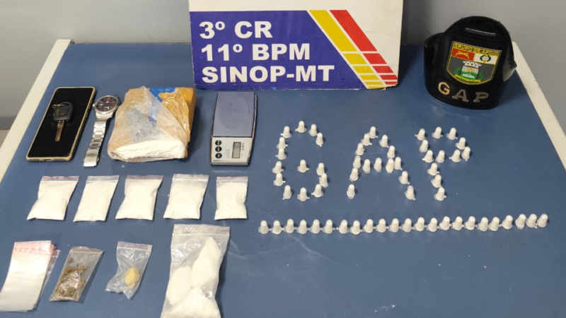 Tentativa de esconder droga dá errado: homem é preso com grande quantidade de cocaína em Sinop