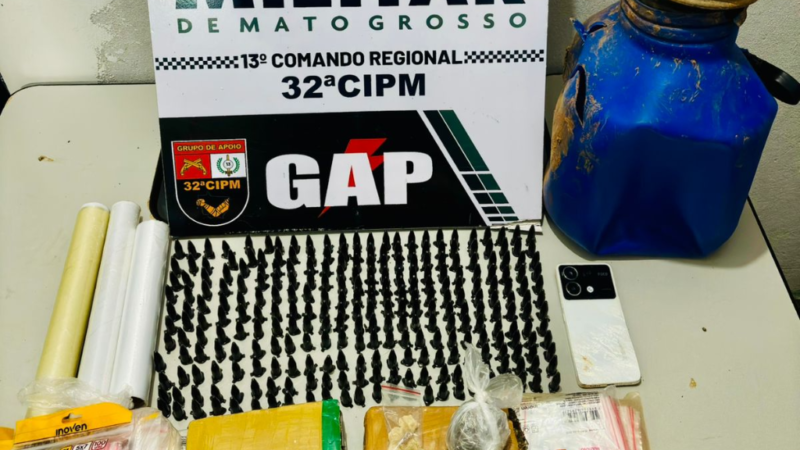 Suspeito tenta fugir, mas acaba preso com grande quantidade de drogas e máquinas ilegais