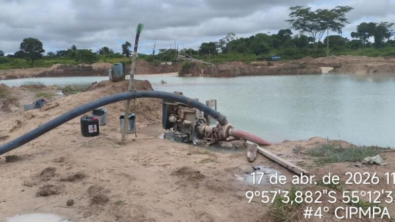 Garimpo ilegal é fechado e suspeito acaba preso com arma e maquinário apreendidos em Novo Mundo