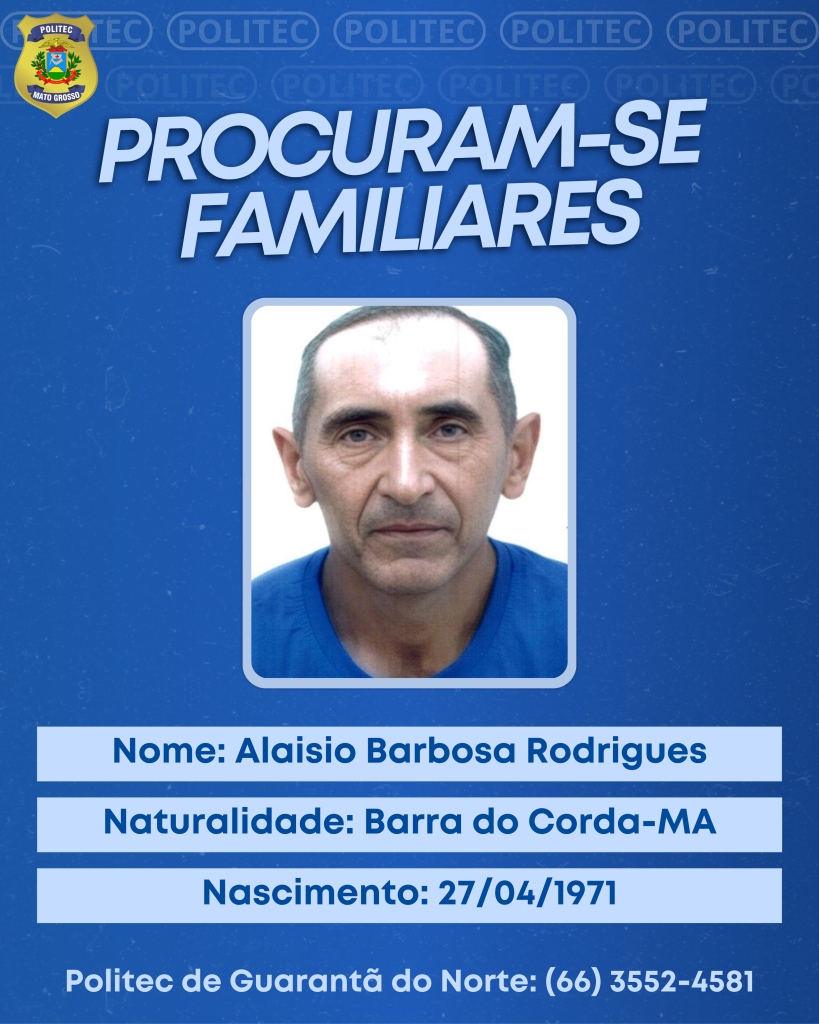 Politec faz apelo urgente para localizar familiares de homem encontrado morto