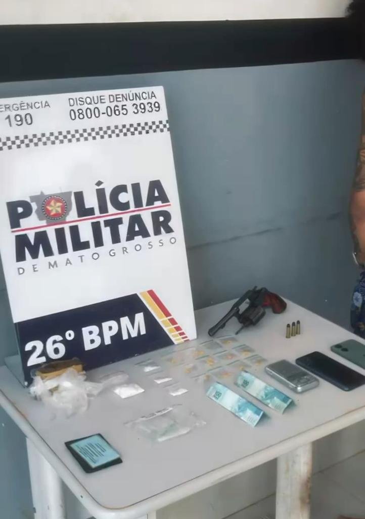 Suspeito tenta fugir, mas acaba preso com drogas e arma durante operação policial em MT