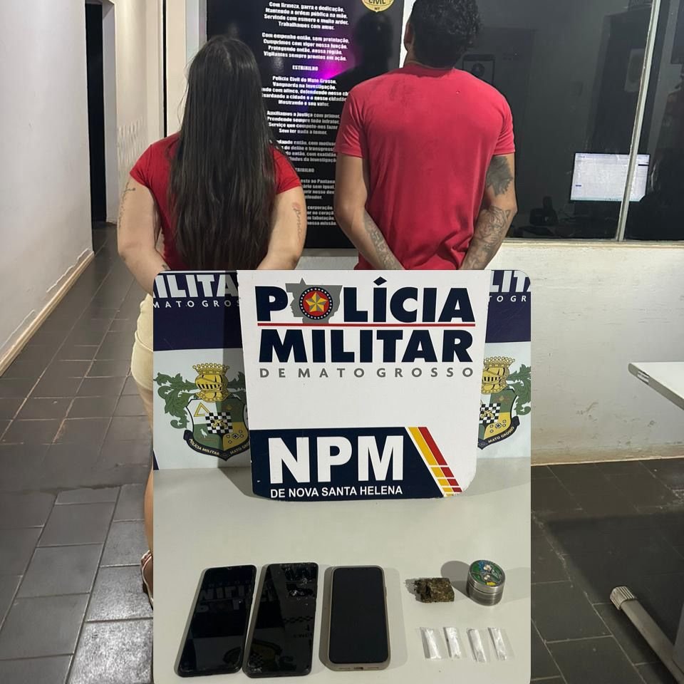 Casal é preso suspeito de tráfico e ligação com facção criminosa em Nova Santa Helena