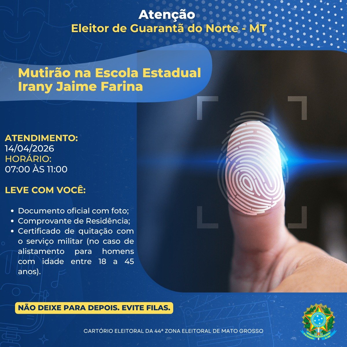 Atenção, Guarantã do Norte: Mutirão eleitoral facilita regularização do título