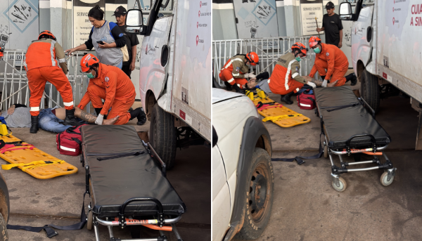 Jovem é alvo de tiros em frente a empresa e mãe defende o filho com golpes de capacete no atirador