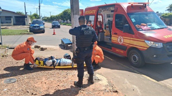 Acidente em cruzamento de Colíder deixa motociclista ferido