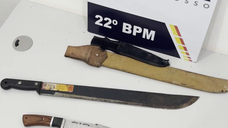 Suspeito armado com facão avança contra a polícia e é baleado após ameaçar moradores em  Peixoto de Azevedo