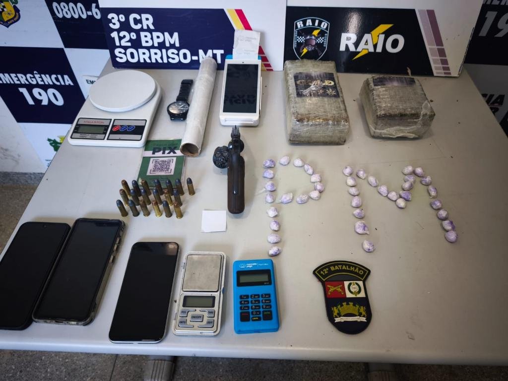 Denúncia leva polícia a casa e flagrante revela droga, arma e munições escondidas