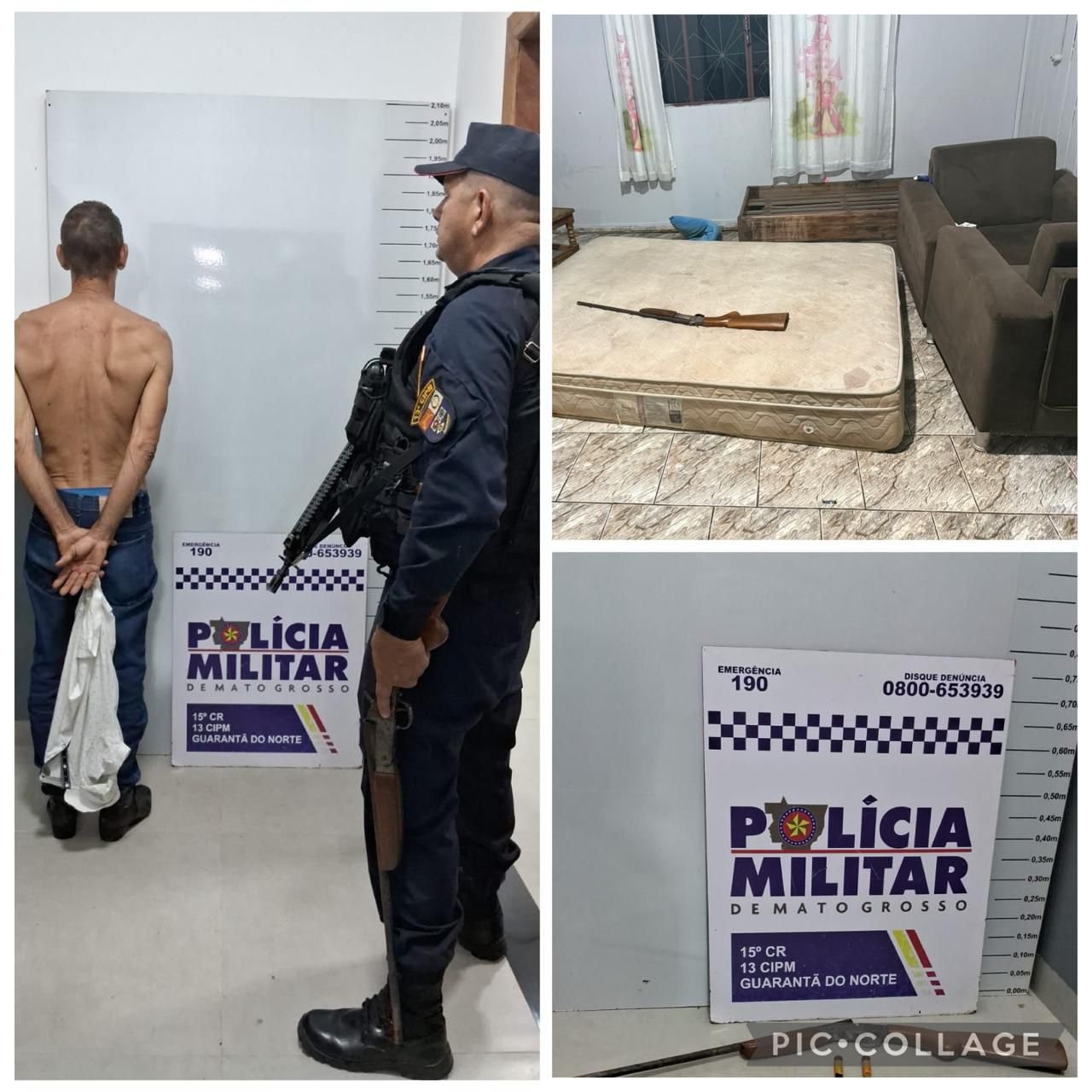 Ação rápida evita tragédia e termina com prisão após ameaças e arma pronta para uso em Guarantã do Norte